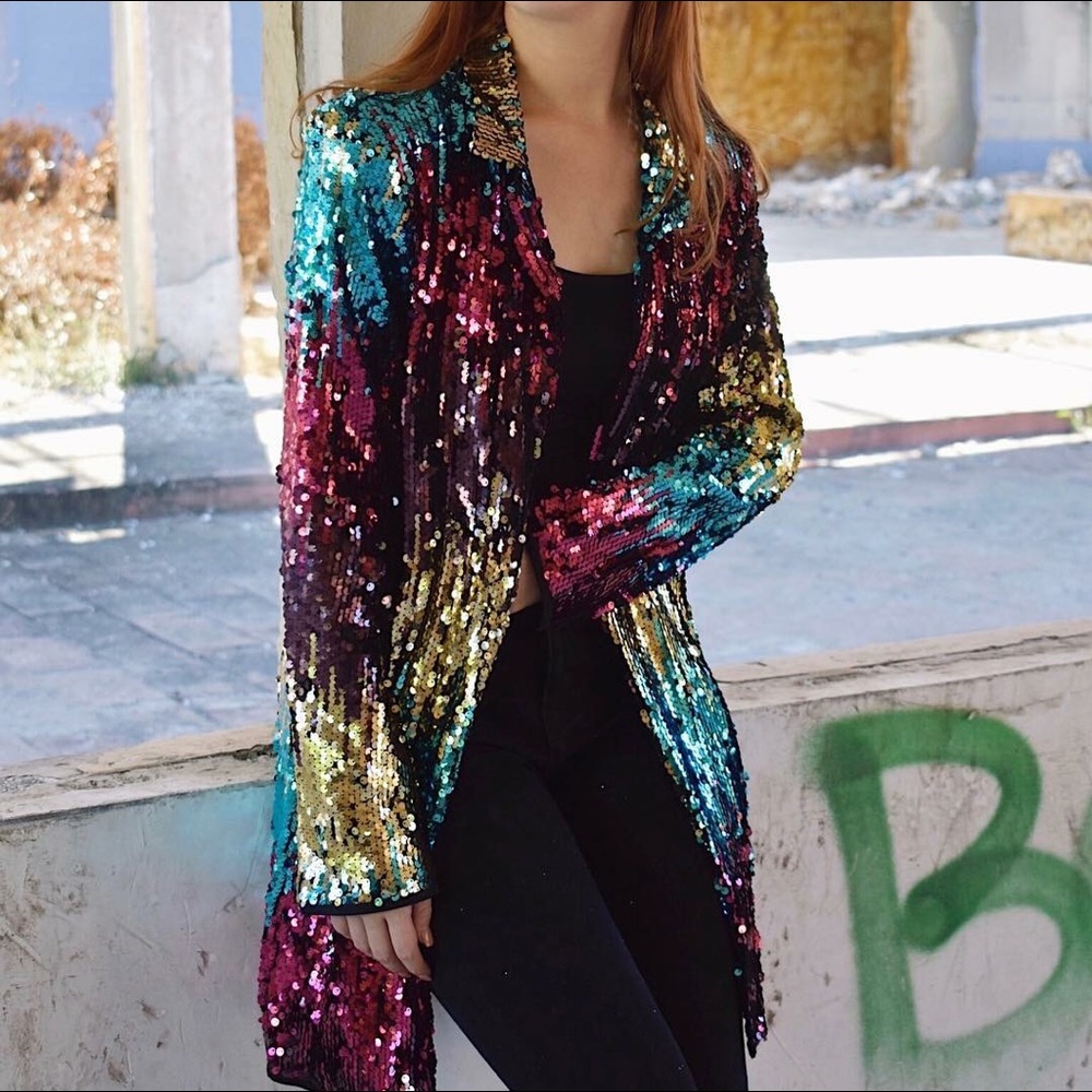 Sequins long blazer